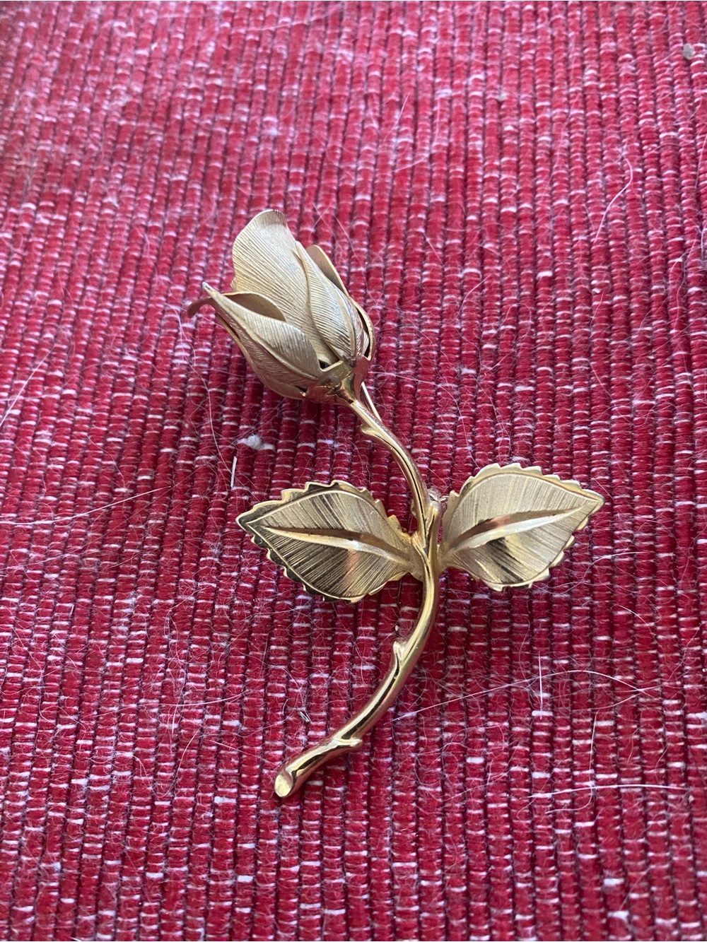 (JE23)Vintage Gold Rose Brooch Pin - Unbranded